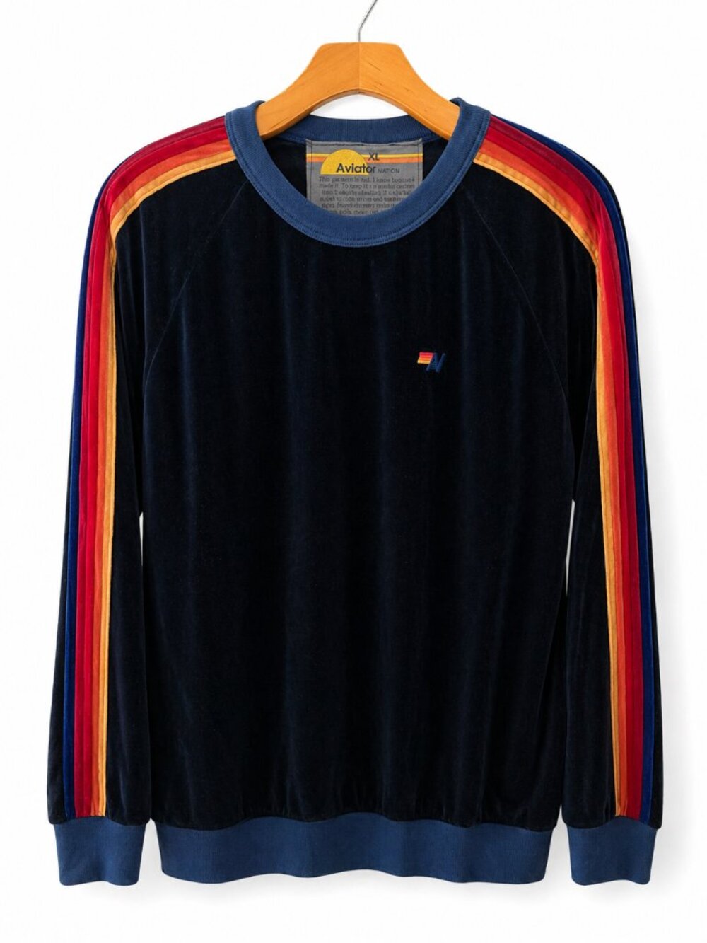 Aviator Nation Classic Velvet Crew Sweatshirt NWT Navy XL